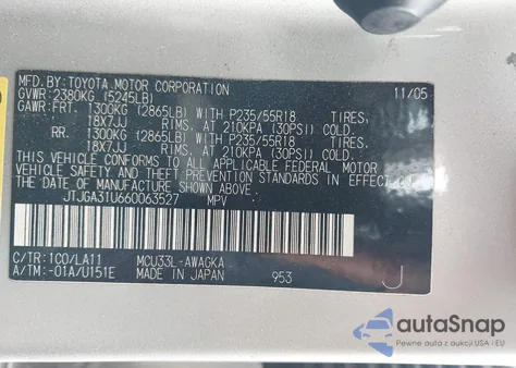 2006 Lexus Rx 330 from USA, damaged, VIN JTJGA31U660063527